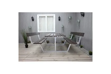 Picknickbord Rustik Metall Med Ryggstöd - Brun - Utemöbler & utemiljö - Utebord & trädgårdsbord - Picknickbord