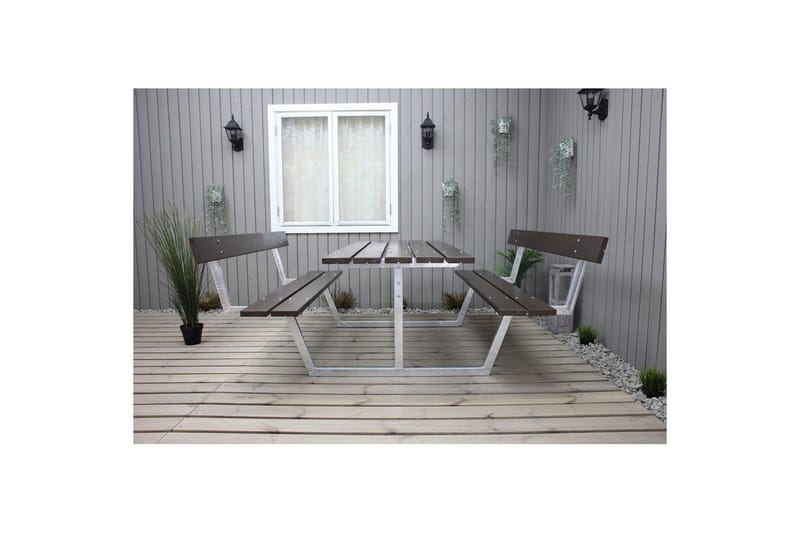 Picknickbord Rustik Metall Med Ryggstöd - Brun - Utemöbler & utemiljö - Utebord & trädgårdsbord - Picknickbord