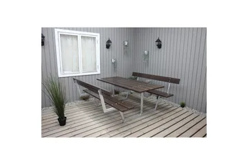 Picknickbord Rustik Metall Med Ryggstöd - Brun - Utemöbler & utemiljö - Utebord & trädgårdsbord - Picknickbord