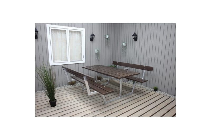 Picknickbord Rustik Metall Med Ryggstöd - Brun - Utemöbler & utemiljö - Utebord & trädgårdsbord - Picknickbord