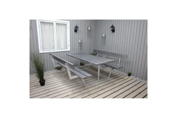 Picknickbord Rustik Metall Med Ryggstöd - Grå - Utemöbler & utemiljö - Utebord & trädgårdsbord - Picknickbord