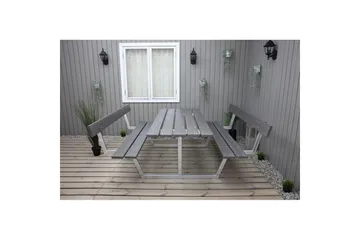 Picknickbord Rustik Metall Med Ryggstöd - Grå - Utemöbler & utemiljö - Utebord & trädgårdsbord - Picknickbord