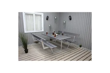 Picknickbord Rustik Metall Med Ryggstöd - Grå - Utemöbler & utemiljö - Utebord & trädgårdsbord - Picknickbord