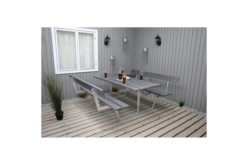 Picknickbord Rustik Metall Med Ryggstöd - Grå - Utemöbler & utemiljö - Utebord & trädgårdsbord - Picknickbord