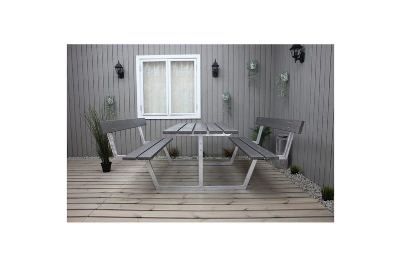 Picknickbord Rustik Metall Med Ryggstöd - Grå - Utemöbler & utemiljö - Utebord & trädgårdsbord - Picknickbord