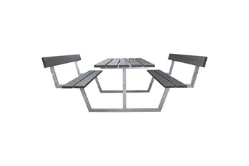 Picknickbord Rustik Metall Med Ryggstöd - Grå - Utemöbler & utemiljö - Utebord & trädgårdsbord - Picknickbord