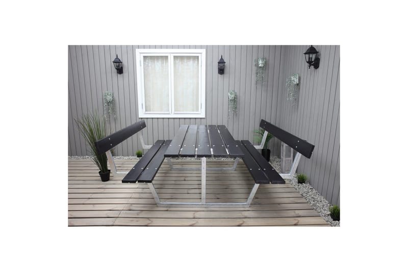 Picknickbord Rustik Metall Med Ryggstöd - Svart - Utemöbler & utemiljö - Utebord & trädgårdsbord - Picknickbord