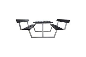 Picknickbord Rustik Metall Med Ryggstöd - Svart - Utemöbler & utemiljö - Utebord & trädgårdsbord - Picknickbord