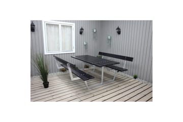 Picknickbord Rustik Metall Med Ryggstöd - Svart - Utemöbler & utemiljö - Utebord & trädgårdsbord - Picknickbord