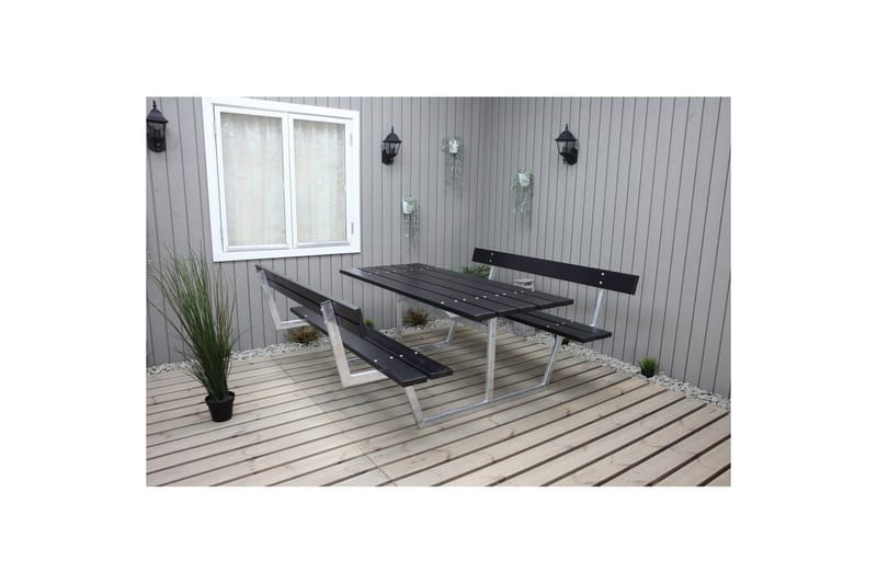 Picknickbord Rustik Metall Med Ryggstöd - Svart - Utemöbler & utemiljö - Utebord & trädgårdsbord - Picknickbord