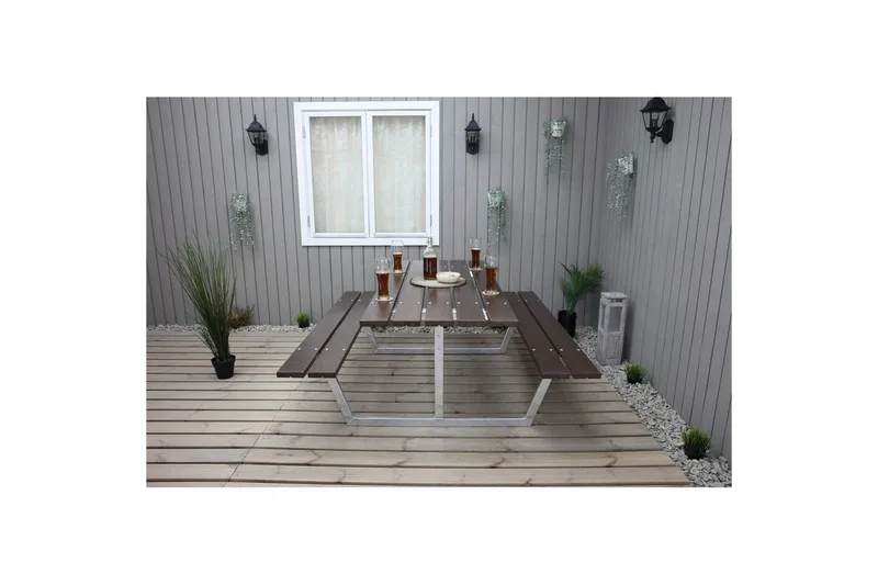 Picknickbord Rustik Metall Utan Ryggstöd - Brun - Utemöbler & utemiljö - Utebord & trädgårdsbord - Picknickbord