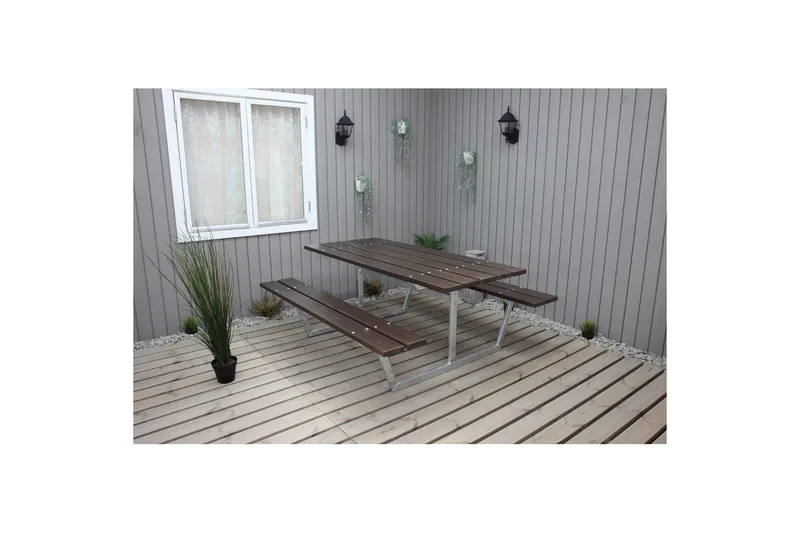 Picknickbord Rustik Metall Utan Ryggstöd - Brun - Utemöbler & utemiljö - Utebord & trädgårdsbord - Picknickbord