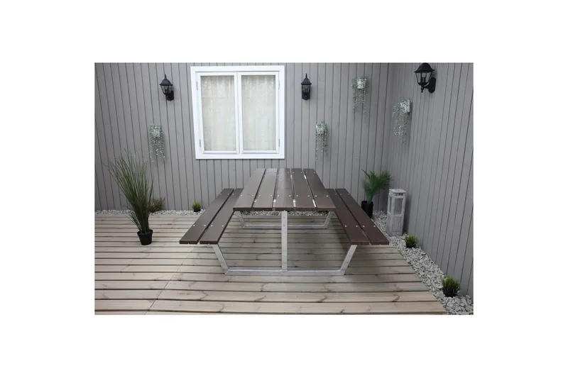 Picknickbord Rustik Metall Utan Ryggstöd - Brun - Utemöbler & utemiljö - Utebord & trädgårdsbord - Picknickbord