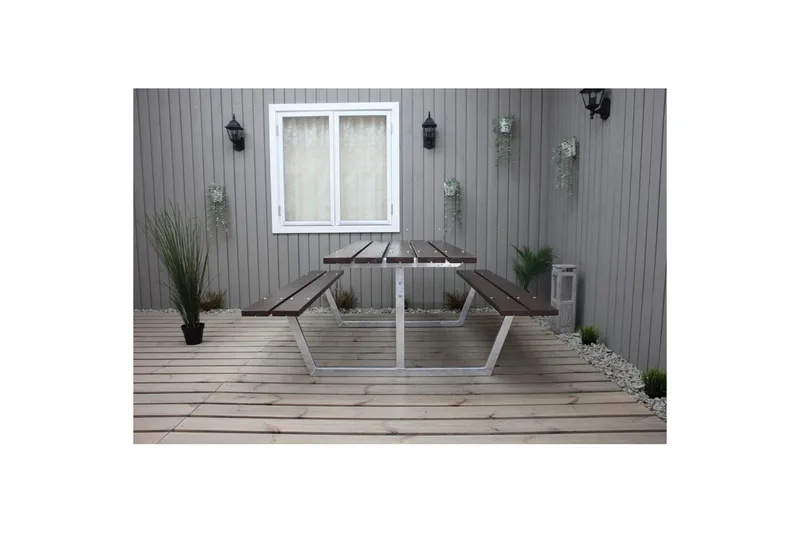 Picknickbord Rustik Metall Utan Ryggstöd - Brun - Utemöbler & utemiljö - Utebord & trädgårdsbord - Picknickbord