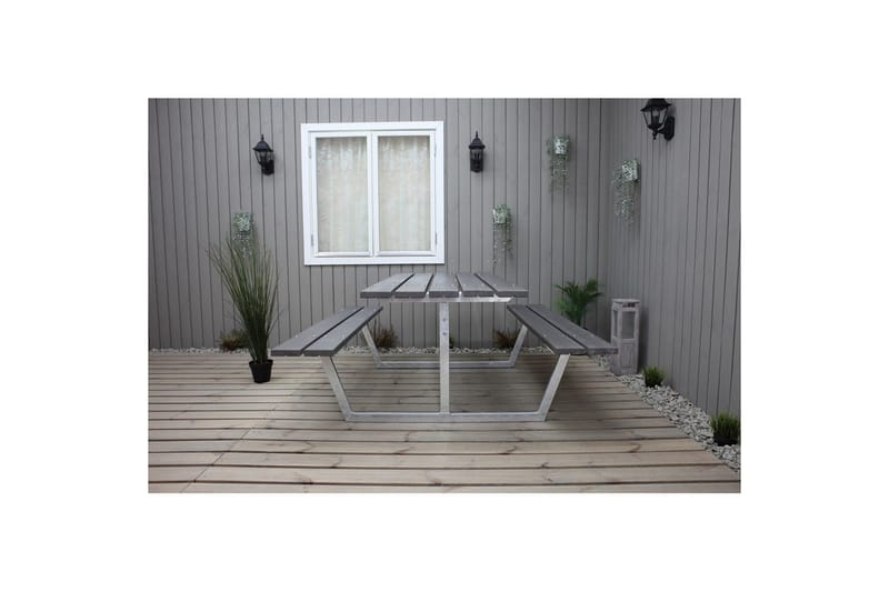 Picknickbord Rustik Metall Utan Ryggstöd - Grå - Utemöbler & utemiljö - Utebord & trädgårdsbord - Picknickbord