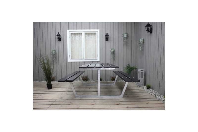 Picknickbord Rustik Metall Utan Ryggstöd - Svart - Utemöbler & utemiljö - Utebord & trädgårdsbord - Picknickbord