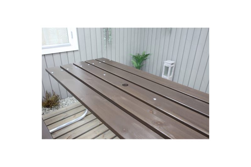 Picknickbord Stabil Metall Med Ryggstöd - Brun - Utemöbler & utemiljö - Utebord & trädgårdsbord - Picknickbord