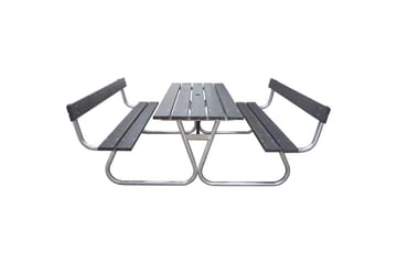 Picknickbord Stabil Metall Med Ryggstöd - Grå - Utemöbler & utemiljö - Utebord & trädgårdsbord - Picknickbord