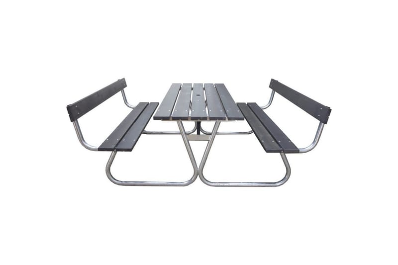 Picknickbord Stabil Metall Med Ryggstöd - Grå - Utemöbler & utemiljö - Utebord & trädgårdsbord - Picknickbord