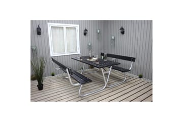 Picknickbord Stabil Metall Med Ryggstöd - Svart - Utemöbler & utemiljö - Utebord & trädgårdsbord - Picknickbord