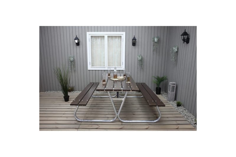 Picknickbord Stabil Metall Utan Ryggstöd - Brun - Utemöbler & utemiljö - Utebord & trädgårdsbord - Picknickbord