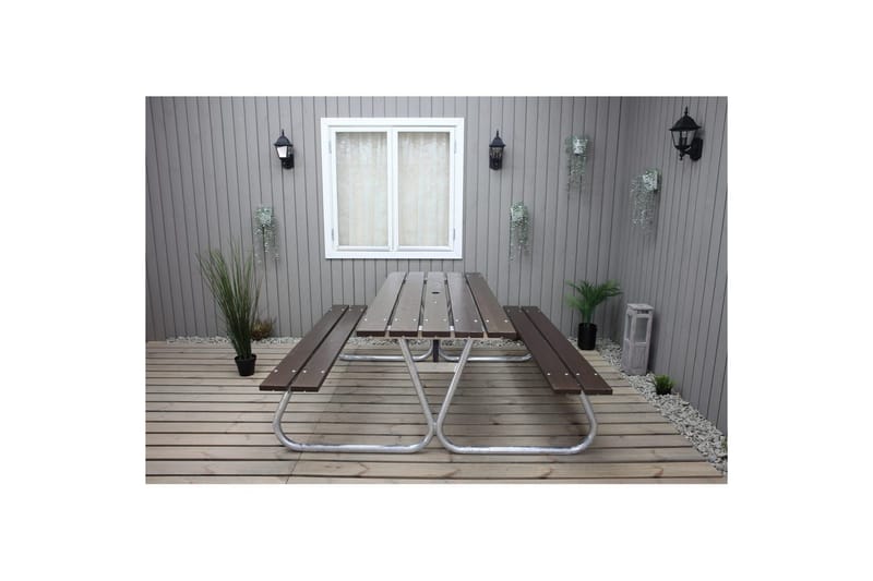 Picknickbord Stabil Metall Utan Ryggstöd - Brun - Utemöbler & utemiljö - Utebord & trädgårdsbord - Picknickbord
