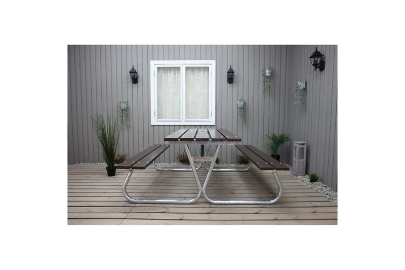 Picknickbord Stabil Metall Utan Ryggstöd - Brun - Utemöbler & utemiljö - Utebord & trädgårdsbord - Picknickbord
