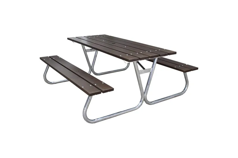 Picknickbord Stabil Metall Utan Ryggstöd, Brun