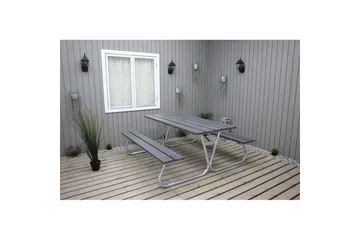 Picknickbord Stabil Metall Utan Ryggstöd - Grå - Utemöbler & utemiljö - Utebord & trädgårdsbord - Picknickbord