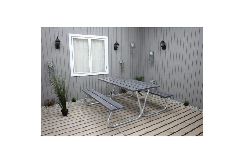 Picknickbord Stabil Metall Utan Ryggstöd - Grå - Utemöbler & utemiljö - Utebord & trädgårdsbord - Picknickbord