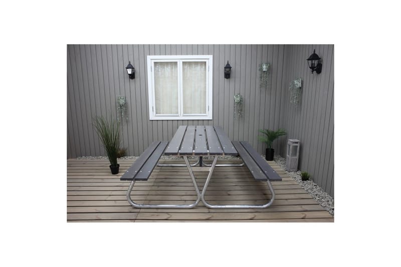 Picknickbord Stabil Metall Utan Ryggstöd - Grå - Utemöbler & utemiljö - Utebord & trädgårdsbord - Picknickbord