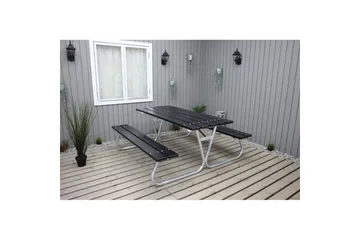 Picknickbord Stabil Metall Utan Ryggstöd - Svart - Utemöbler & utemiljö - Utebord & trädgårdsbord - Picknickbord