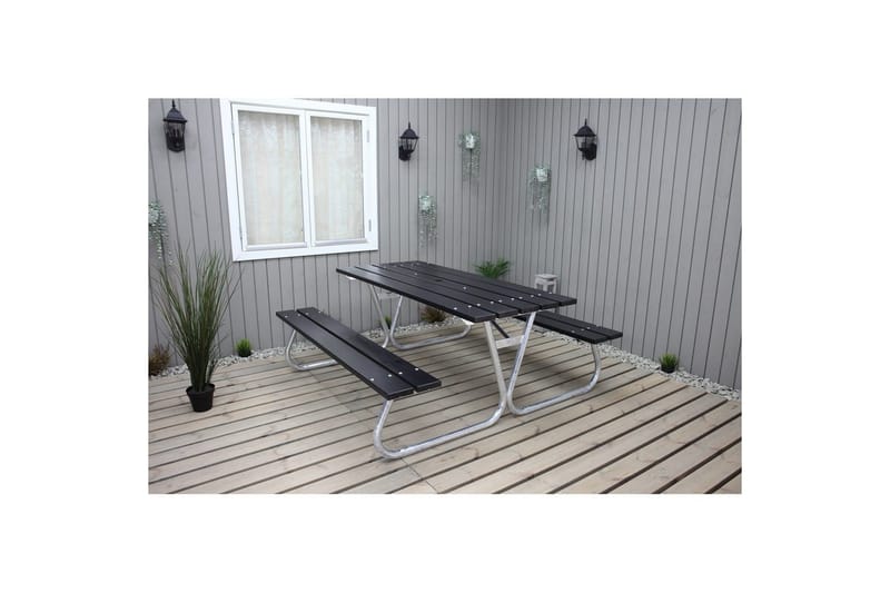 Picknickbord Stabil Metall Utan Ryggstöd - Svart - Utemöbler & utemiljö - Utebord & trädgårdsbord - Picknickbord