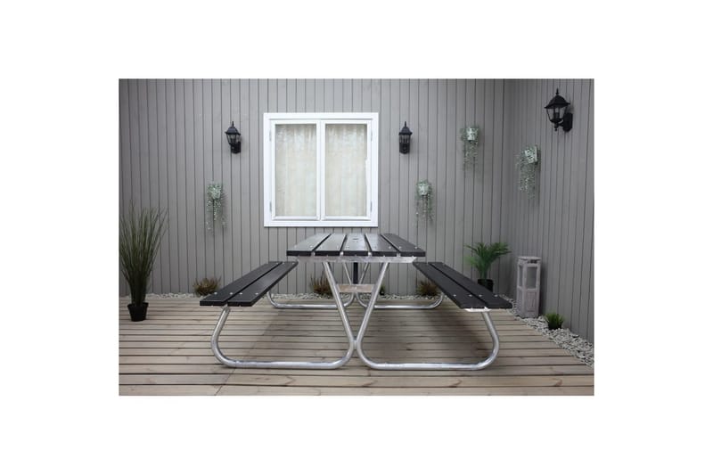 Picknickbord Stabil Metall Utan Ryggstöd - Svart - Utemöbler & utemiljö - Utebord & trädgårdsbord - Picknickbord