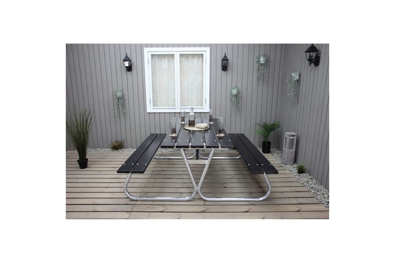 Picknickbord Stabil Metall Utan Ryggstöd - Svart - Utemöbler & utemiljö - Utebord & trädgårdsbord - Picknickbord