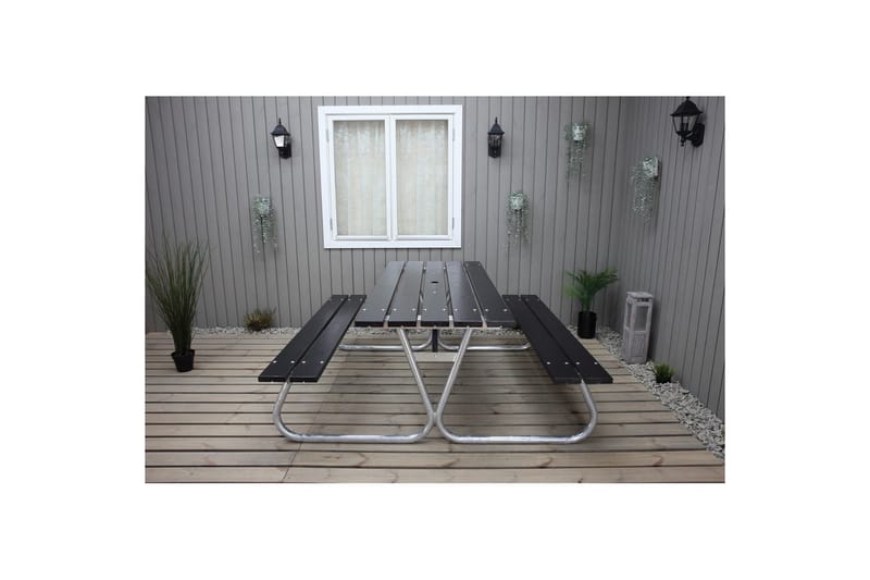 Picknickbord Stabil Metall Utan Ryggstöd - Svart - Utemöbler & utemiljö - Utebord & trädgårdsbord - Picknickbord