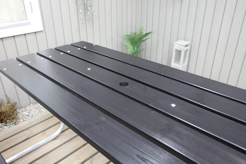Picknickset Stabil Metall Ryggstöd ingår - Svart - Utemöbler & utemiljö - Utebord & trädgårdsbord - Picknickbord