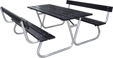 Picknickset Stabil Metall Ryggstöd ingår - Svart - Utemöbler & utemiljö - Utebord & trädgårdsbord - Picknickbord