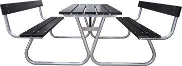 Picknickset Stabil Metall Ryggstöd ingår - Svart - Utemöbler & utemiljö - Utebord & trädgårdsbord - Picknickbord