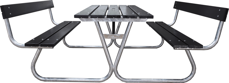 Picknickset Stabil Metall Ryggstöd ingår - Svart - Utemöbler & utemiljö - Utebord & trädgårdsbord - Picknickbord