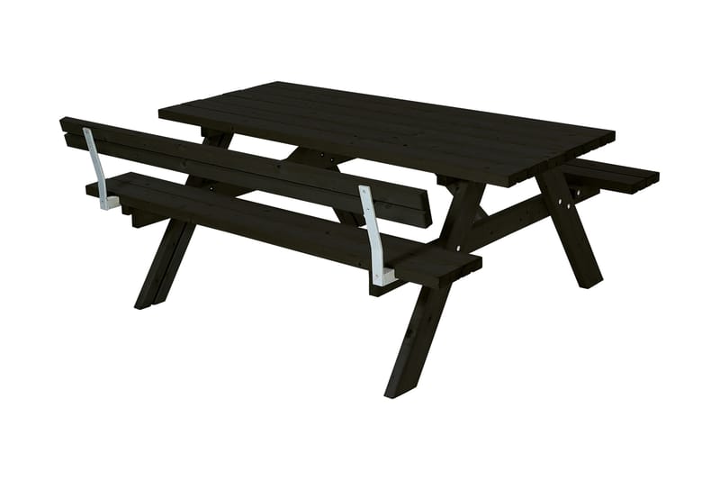 Bord- och bänkset med 1 ryggstöd - Svart - Picknickbord
