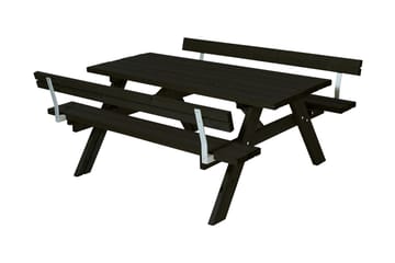 Bord- och bänkset med 2 ryggstöd - Svart - Utemöbler & utemiljö - Utebord & trädgårdsbord - Picknickbord