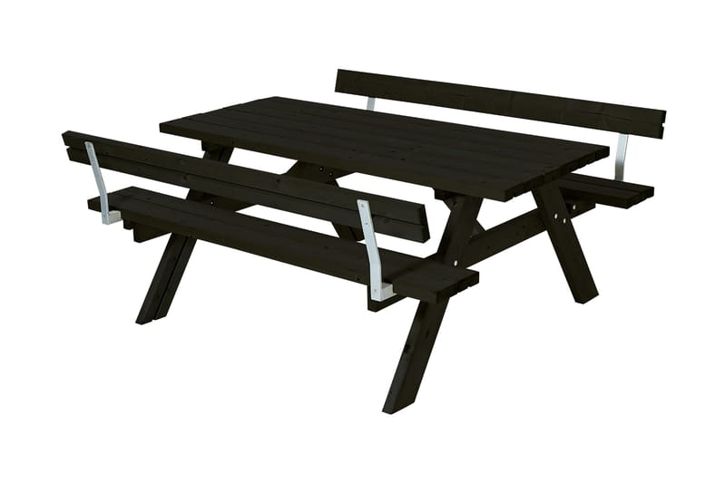 Bord- och bänkset med 2 ryggstöd - Svart - Utemöbler & utemiljö - Utebord & trädgårdsbord - Picknickbord