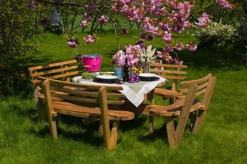 Gudrun Bord- och Picknickbord Runt med Ryggstöd Trä - Beige - Utemöbler & utemiljö - Utebord & trädgårdsbord - Picknickbord