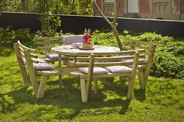 Gudrun Bord- och Picknickbord Runt med Ryggstöd Trä - Beige - Utemöbler & utemiljö - Utebord & trädgårdsbord - Picknickbord