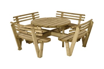 Gudrun Bord- och Picknickbord Runt med Ryggstöd Trä - Beige - Utemöbler & utemiljö - Utebord & trädgårdsbord - Picknickbord