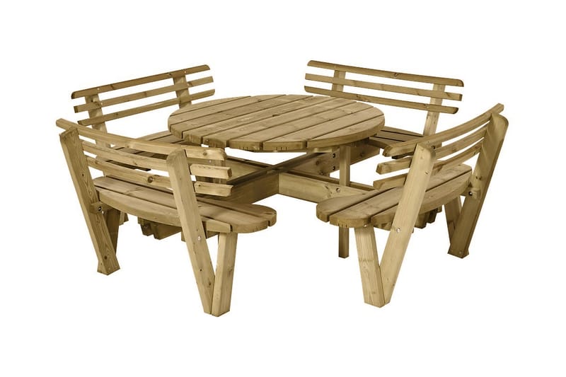 Gudrun Bord- och Picknickbord Runt med Ryggstöd Trä - Beige - Utemöbler & utemiljö - Utebord & trädgårdsbord - Picknickbord