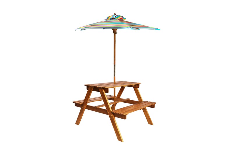 Picknickbord för barn med parasoll 79x90x60 cm massivt akaci - Brun - Picknickbord