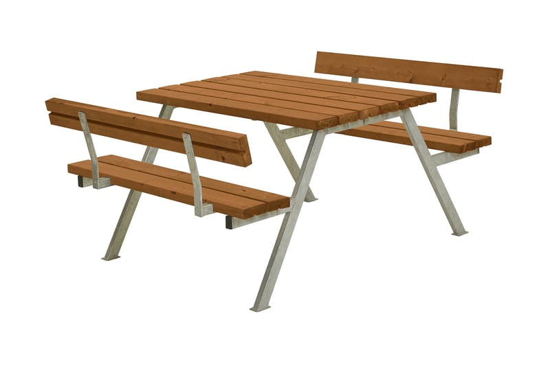 PLUS Alpha Bord/Bänkset med 2 Ryggstöd 118 cm Grundmålad Tea - Teak - Picknickbord