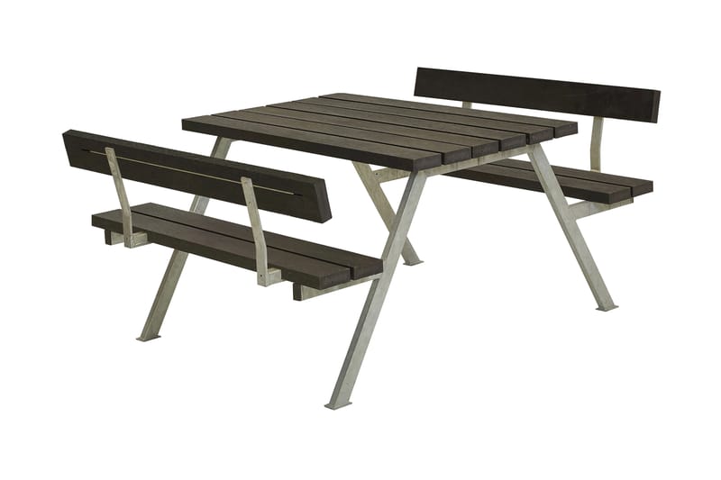 PLUS Alpha Bord/Bänkset med 2 Ryggstöd 118 cm - Svart - Utemöbler & utemiljö - Utebord & trädgårdsbord - Picknickbord